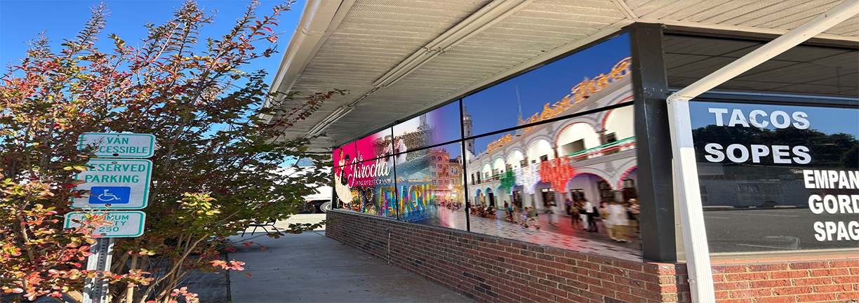 La Jarocha restaurant storefront window graphics